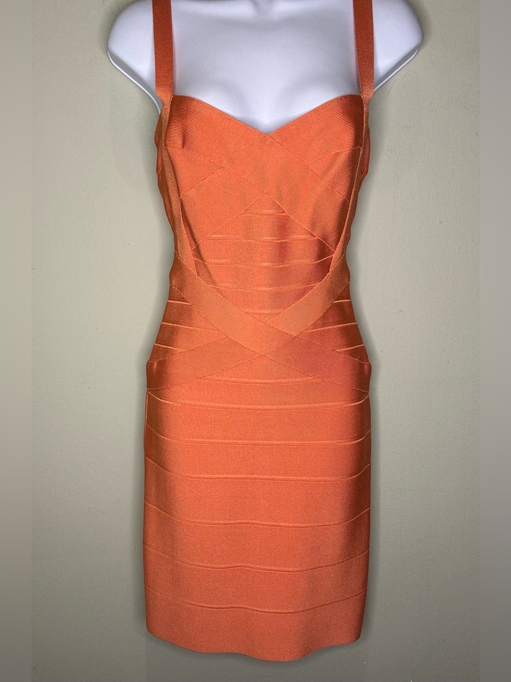 Herve Leger bandage dress, orange, size small